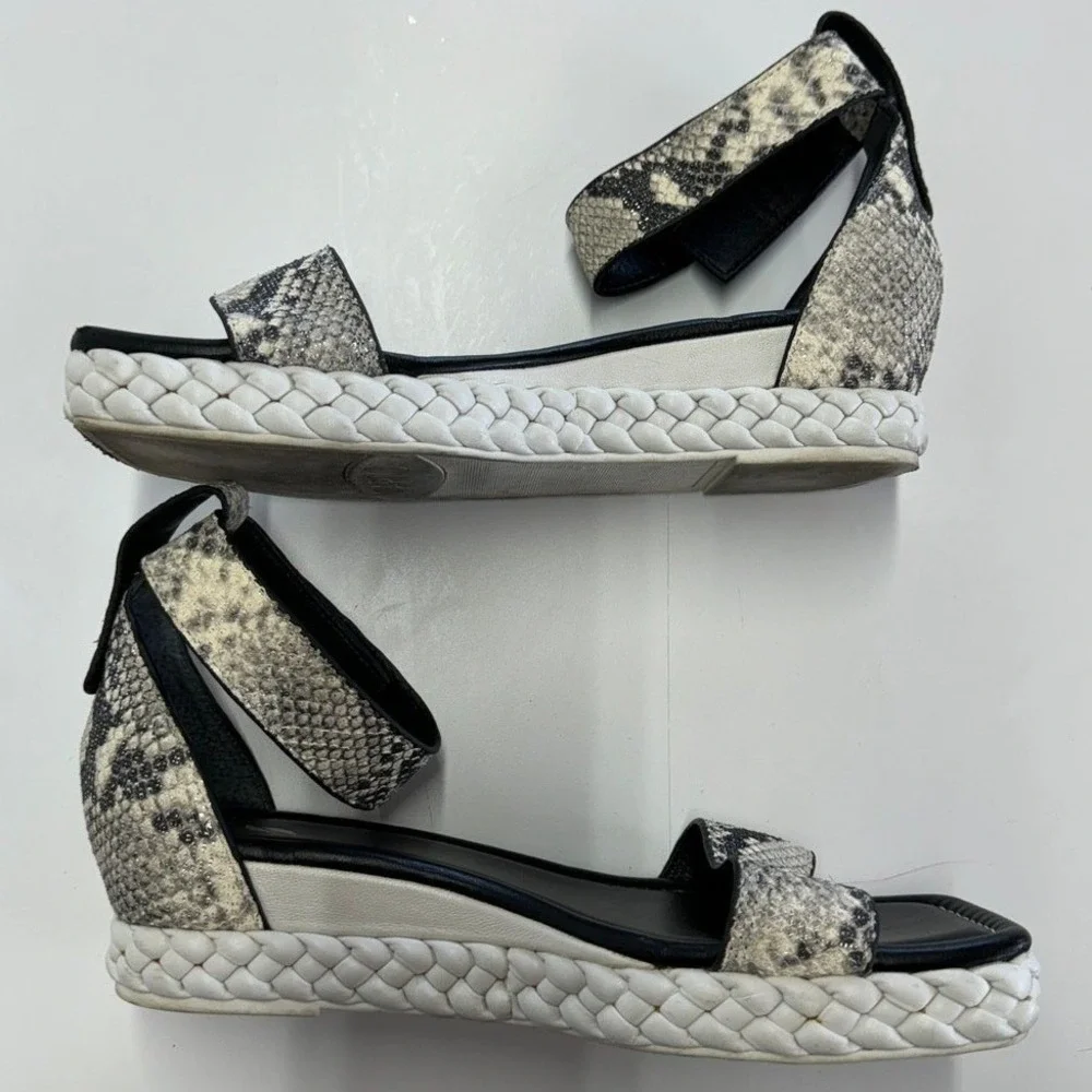 Sarto Franco Sarto Sandals Womens 9.5 Grey Snakeskin Tiana 2 Espadrille‎ Wedge